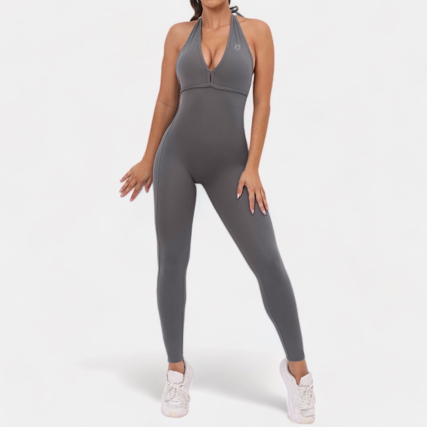 GRAY SCRUNCH JUMPSUIT