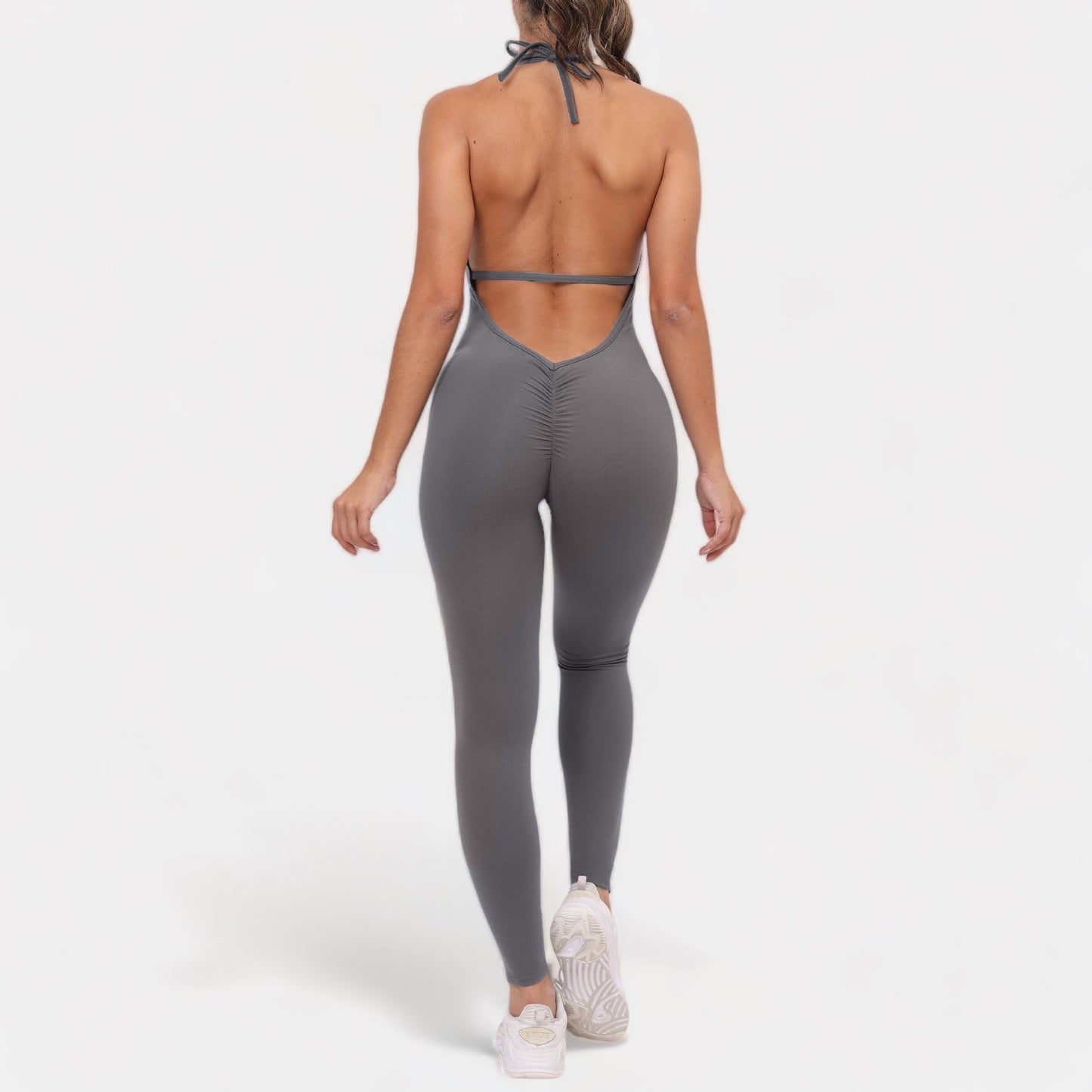 GRAY SCRUNCH JUMPSUIT