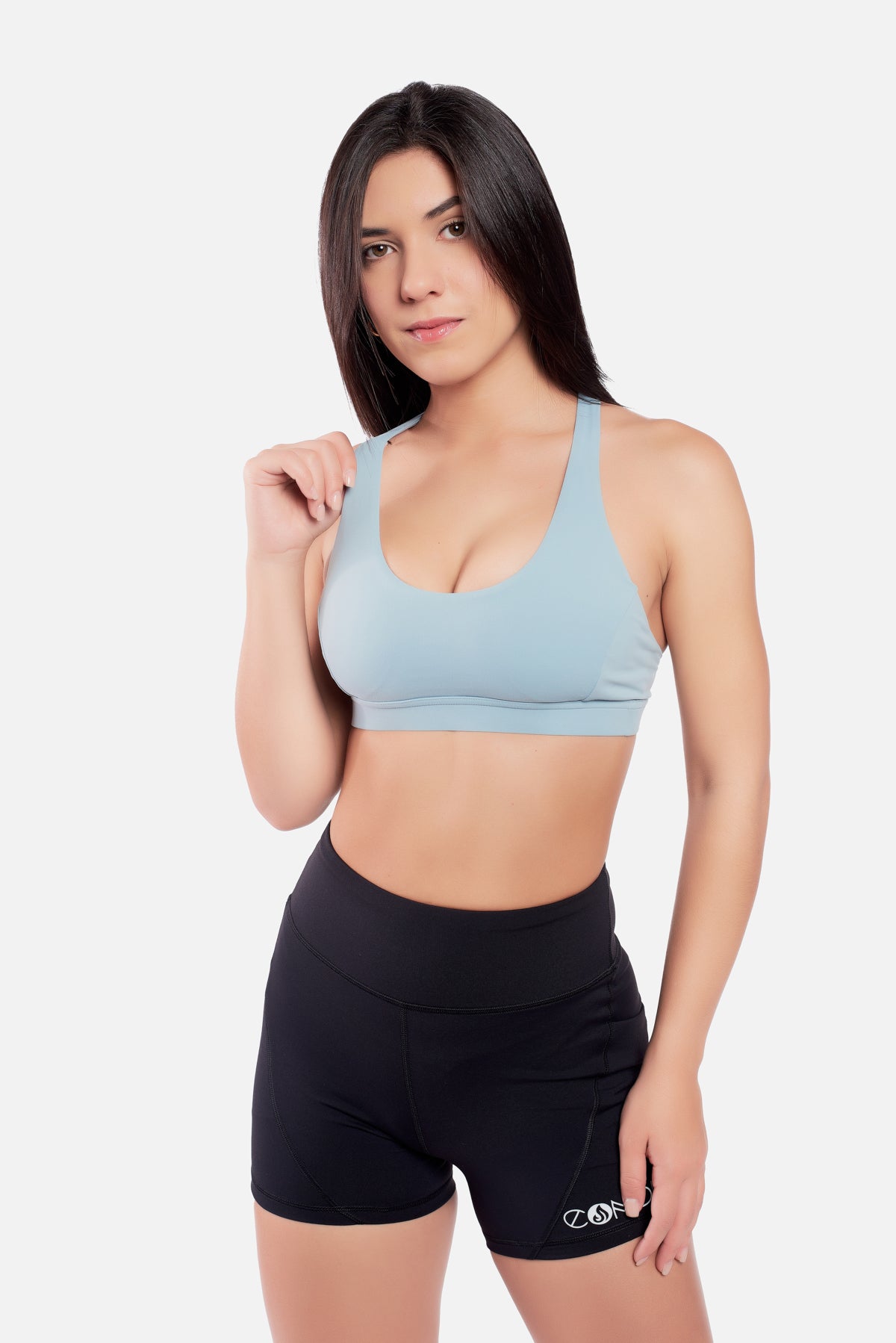FROSTY CYAN CROSS BRA