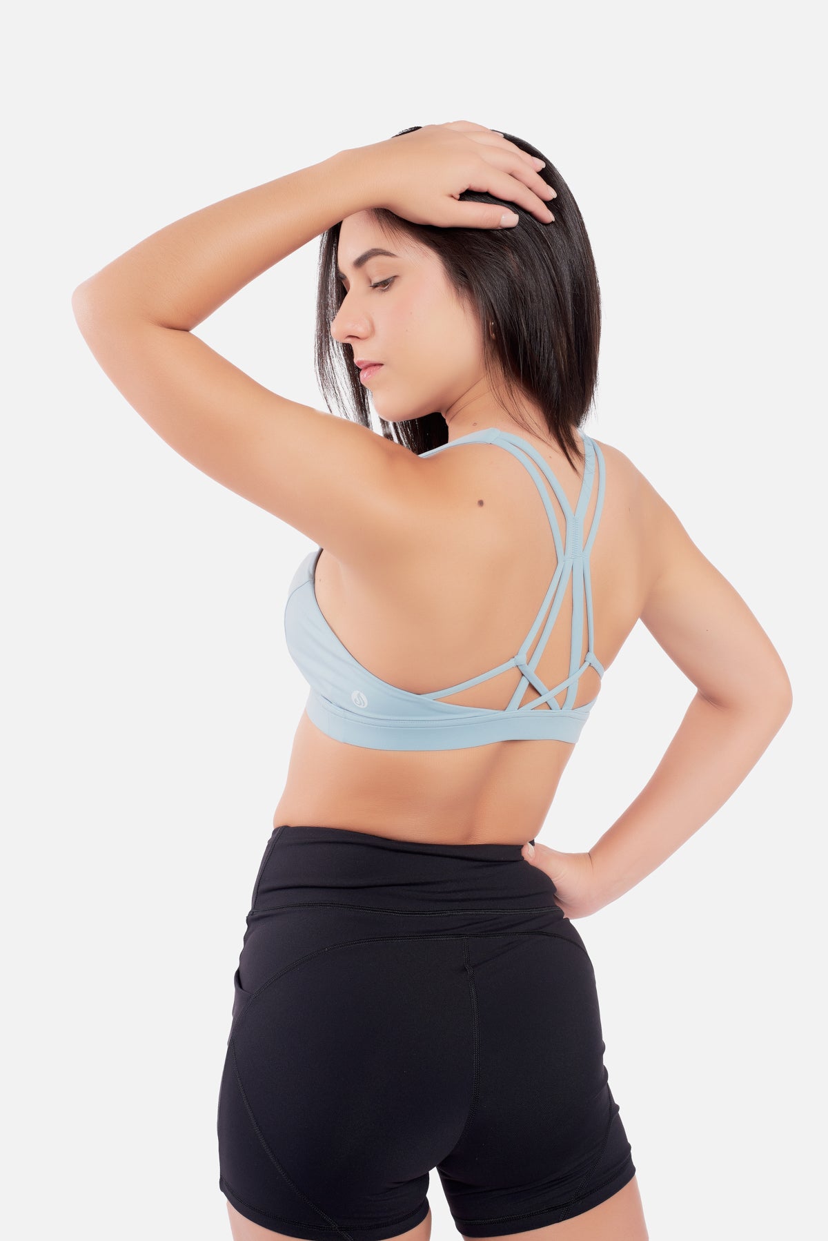 FROSTY CYAN CROSS BRA