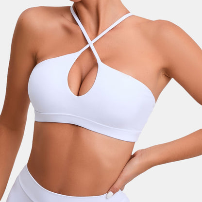 WHITE V-NECK BRA