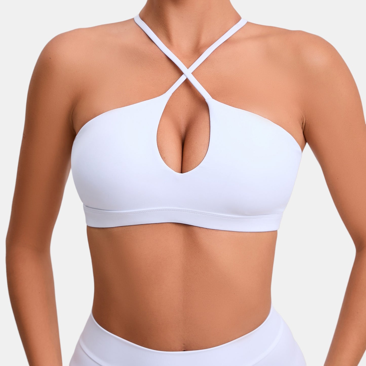 WHITE V-NECK BRA