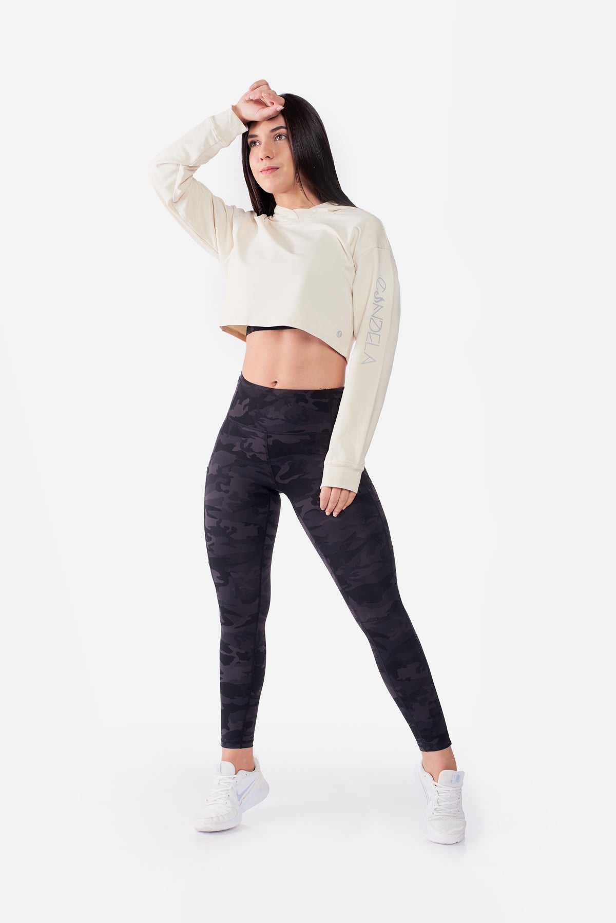 CREAM CROPPED HOODIE