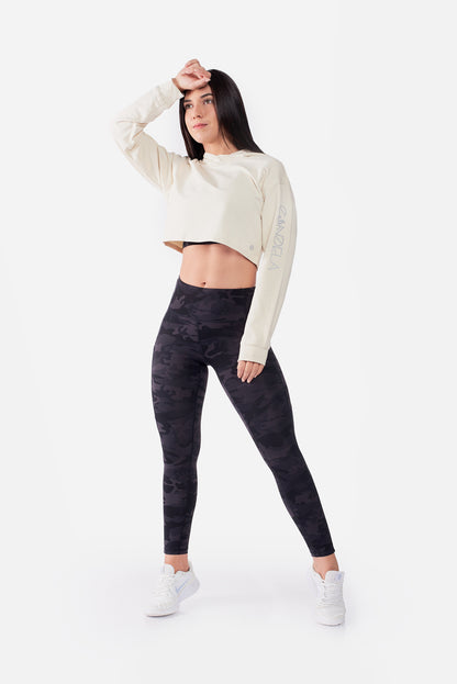 CREAM CROPPED HOODIE