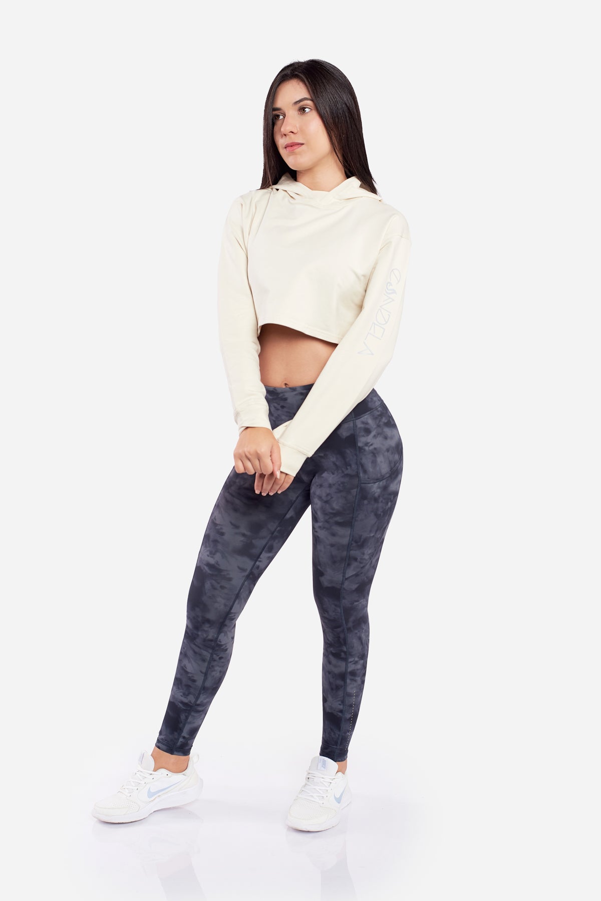 CREAM CROPPED HOODIE